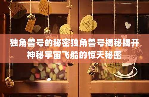 独角兽号的秘密独角兽号揭秘揭开神秘宇宙飞船的惊天秘密