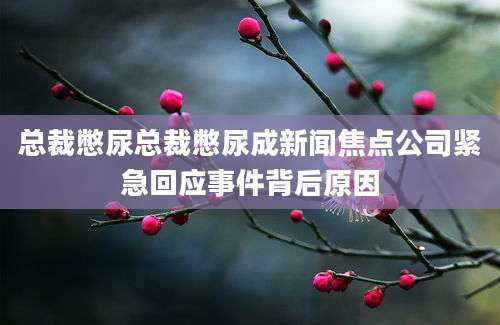 总裁憋尿总裁憋尿成新闻焦点公司紧急回应事件背后原因