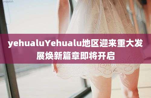 yehualuYehualu地区迎来重大发展焕新篇章即将开启