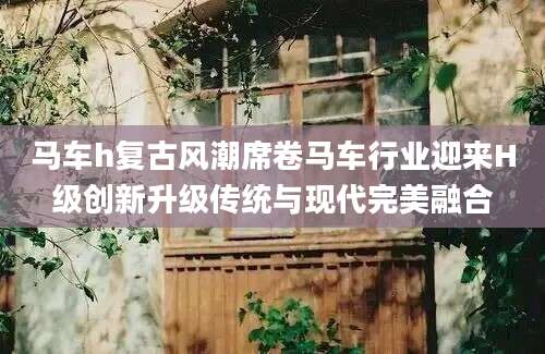 马车h复古风潮席卷马车行业迎来H级创新升级传统与现代完美融合