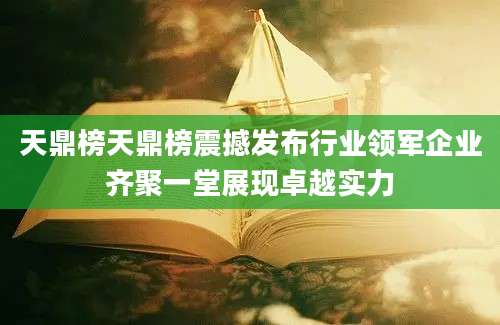 天鼎榜天鼎榜震撼发布行业领军企业齐聚一堂展现卓越实力