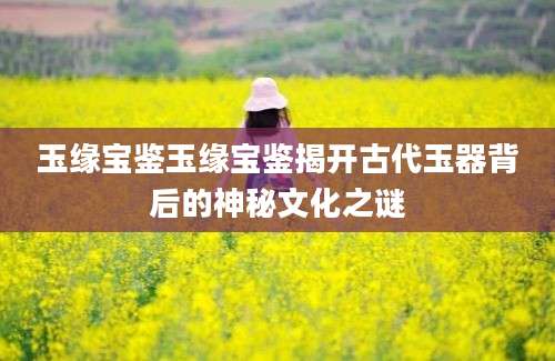 玉缘宝鉴玉缘宝鉴揭开古代玉器背后的神秘文化之谜