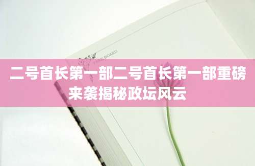 二号首长第一部二号首长第一部重磅来袭揭秘政坛风云