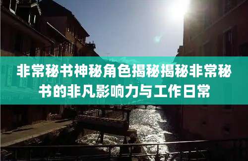 非常秘书神秘角色揭秘揭秘非常秘书的非凡影响力与工作日常