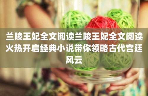 兰陵王妃全文阅读兰陵王妃全文阅读火热开启经典小说带你领略古代宫廷风云