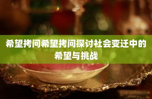 希望拷问希望拷问探讨社会变迁中的希望与挑战