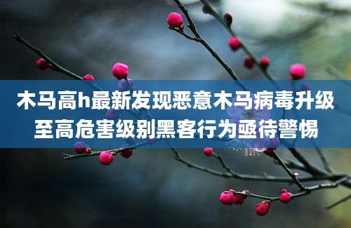木马高h最新发现恶意木马病毒升级至高危害级别黑客行为亟待警惕