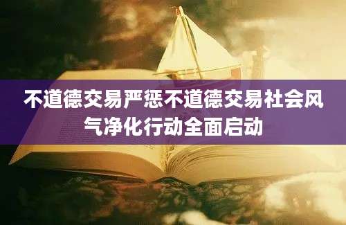 不道德交易严惩不道德交易社会风气净化行动全面启动