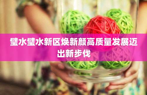 璧水璧水新区焕新颜高质量发展迈出新步伐