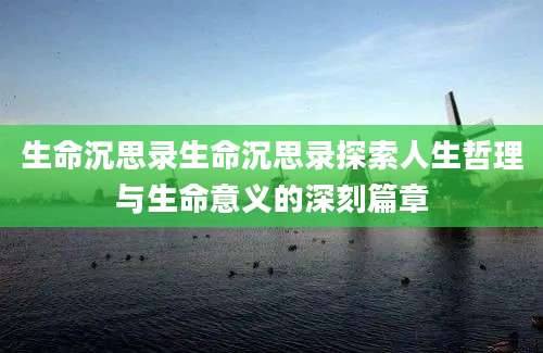 生命沉思录生命沉思录探索人生哲理与生命意义的深刻篇章