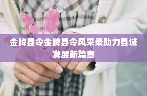 金牌县令金牌县令风采录助力县域发展新篇章