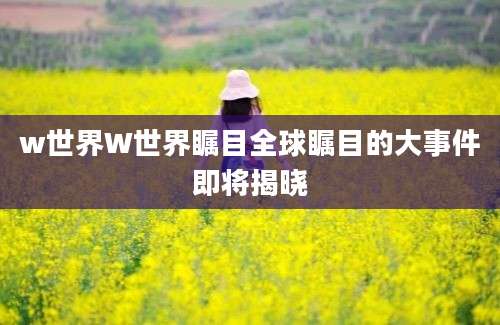 w世界W世界瞩目全球瞩目的大事件即将揭晓