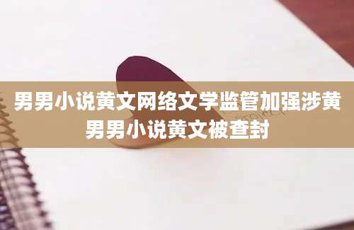 男男小说黄文网络文学监管加强涉黄男男小说黄文被查封