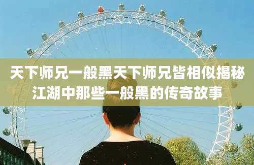 天下师兄一般黑天下师兄皆相似揭秘江湖中那些一般黑的传奇故事