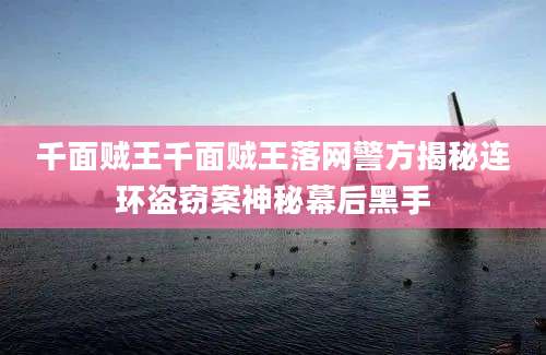 千面贼王千面贼王落网警方揭秘连环盗窃案神秘幕后黑手