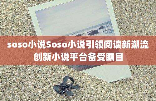 soso小说Soso小说引领阅读新潮流创新小说平台备受瞩目