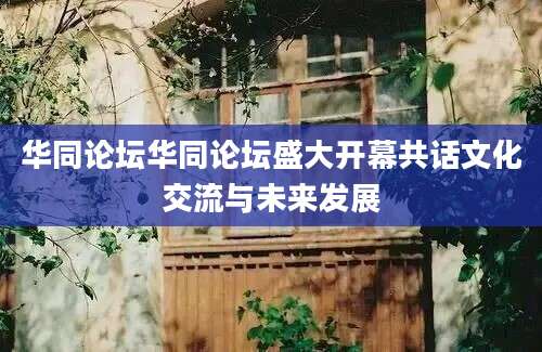 华同论坛华同论坛盛大开幕共话文化交流与未来发展