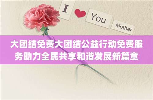 大团结免费大团结公益行动免费服务助力全民共享和谐发展新篇章