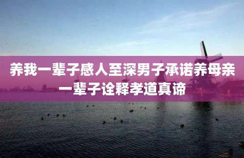 养我一辈子感人至深男子承诺养母亲一辈子诠释孝道真谛