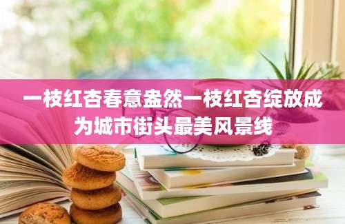 一枝红杏春意盎然一枝红杏绽放成为城市街头最美风景线