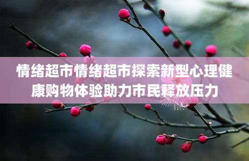 情绪超市情绪超市探索新型心理健康购物体验助力市民释放压力