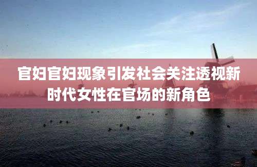 官妇官妇现象引发社会关注透视新时代女性在官场的新角色