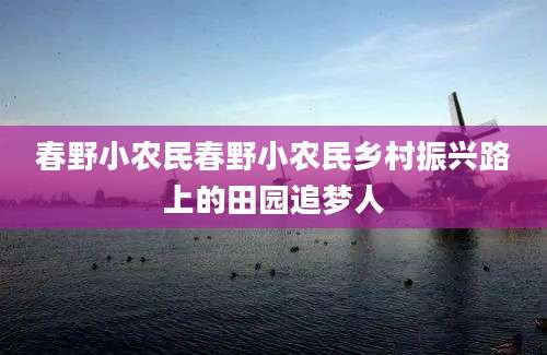 春野小农民春野小农民乡村振兴路上的田园追梦人