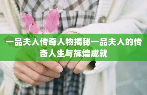 一品夫人传奇人物揭秘一品夫人的传奇人生与辉煌成就