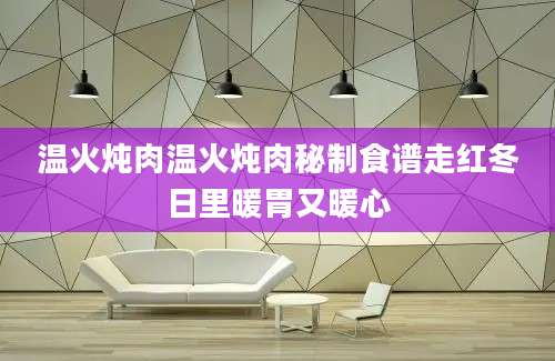 温火炖肉温火炖肉秘制食谱走红冬日里暖胃又暖心