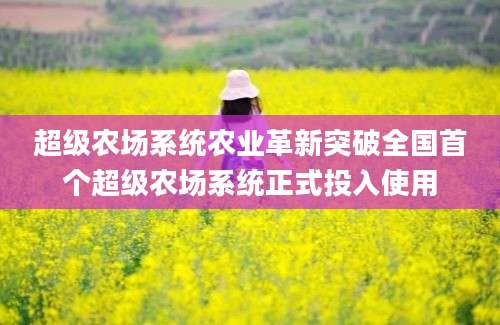 超级农场系统农业革新突破全国首个超级农场系统正式投入使用