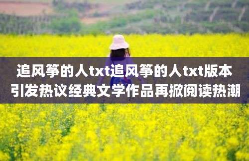 追风筝的人txt追风筝的人txt版本引发热议经典文学作品再掀阅读热潮