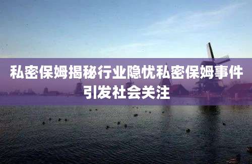 私密保姆揭秘行业隐忧私密保姆事件引发社会关注