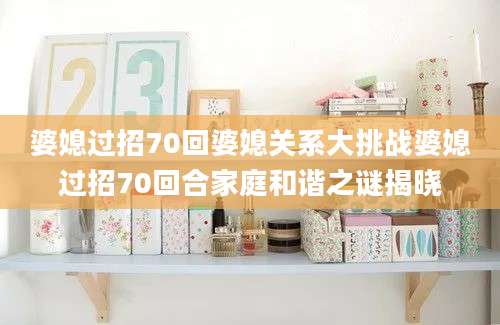 婆媳过招70回婆媳关系大挑战婆媳过招70回合家庭和谐之谜揭晓