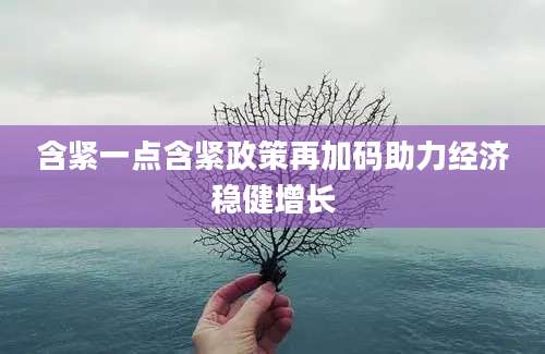 含紧一点含紧政策再加码助力经济稳健增长