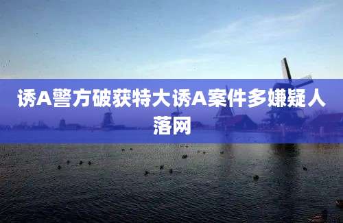 诱A警方破获特大诱A案件多嫌疑人落网