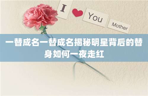 一替成名一替成名揭秘明星背后的替身如何一夜走红
