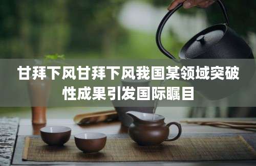甘拜下风甘拜下风我国某领域突破性成果引发国际瞩目