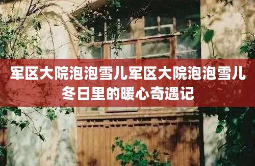 军区大院泡泡雪儿军区大院泡泡雪儿冬日里的暖心奇遇记