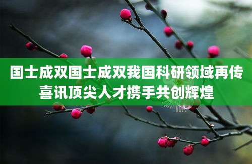 国士成双国士成双我国科研领域再传喜讯顶尖人才携手共创辉煌