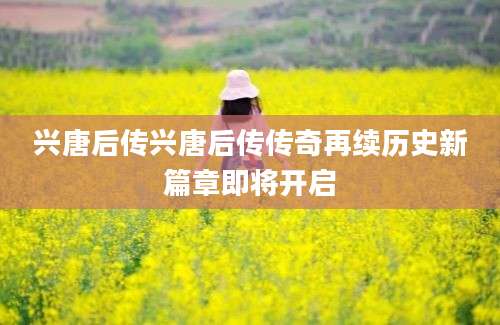 兴唐后传兴唐后传传奇再续历史新篇章即将开启