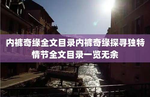 内裤奇缘全文目录内裤奇缘探寻独特情节全文目录一览无余