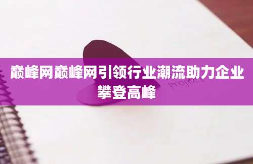 巅峰网巅峰网引领行业潮流助力企业攀登高峰