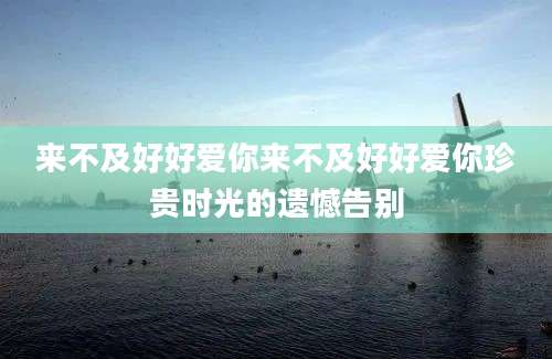 来不及好好爱你来不及好好爱你珍贵时光的遗憾告别