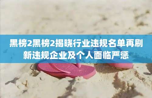 黑榜2黑榜2揭晓行业违规名单再刷新违规企业及个人面临严惩