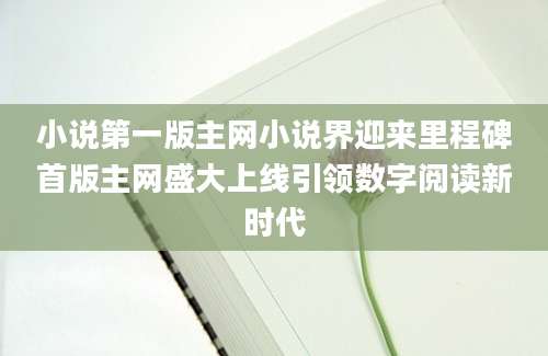 小说第一版主网小说界迎来里程碑首版主网盛大上线引领数字阅读新时代