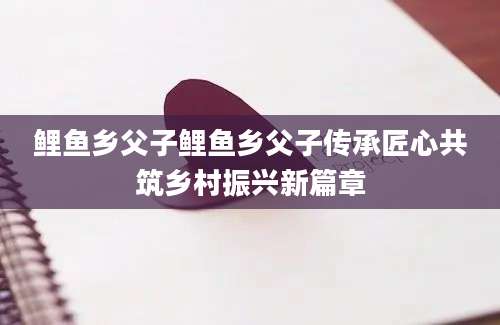 鲤鱼乡父子鲤鱼乡父子传承匠心共筑乡村振兴新篇章