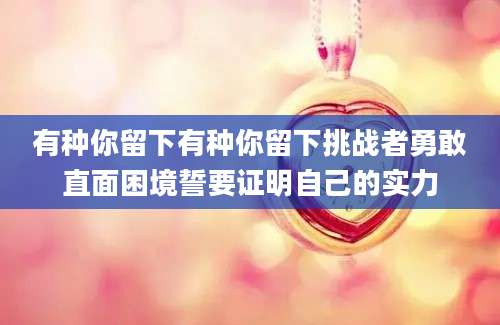有种你留下有种你留下挑战者勇敢直面困境誓要证明自己的实力