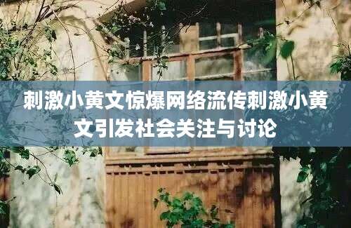 刺激小黄文惊爆网络流传刺激小黄文引发社会关注与讨论