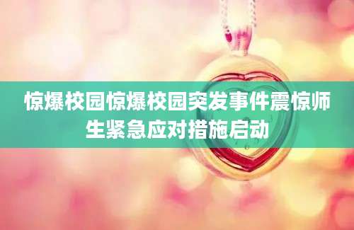 惊爆校园惊爆校园突发事件震惊师生紧急应对措施启动