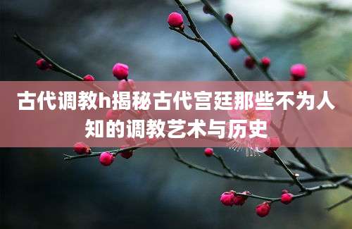 古代调教h揭秘古代宫廷那些不为人知的调教艺术与历史